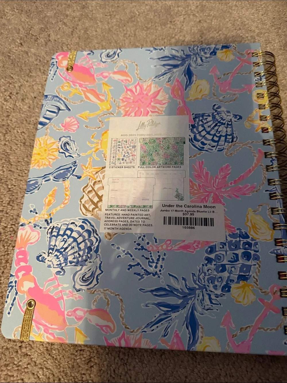 Lilly Pulitzer Pastel Seashell Spiral Planner in Blue, Pink & Gold